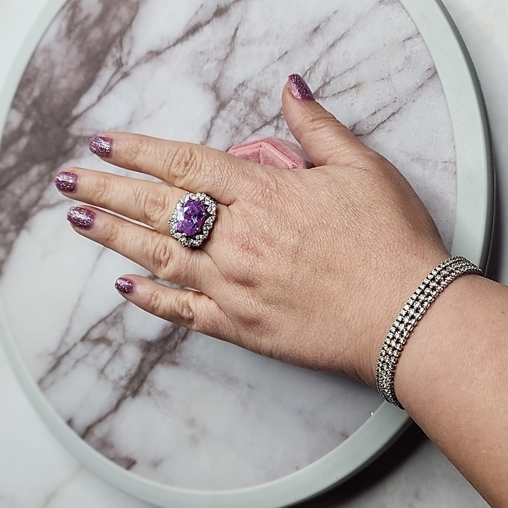 Sterling Silver Amethyst Statement Ring - image 2